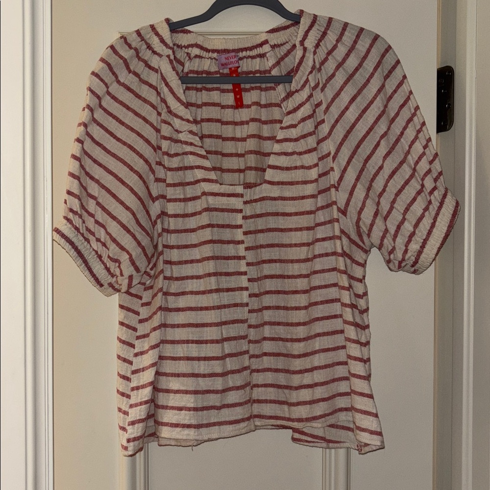 Wallflower Striped Blouse - Red and White 100% cotton